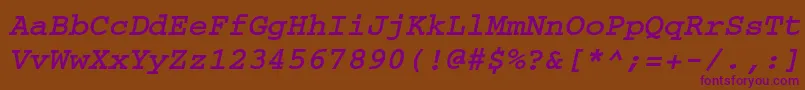 フォントCourierisocttBolditalic – 紫色のフォント、茶色の背景
