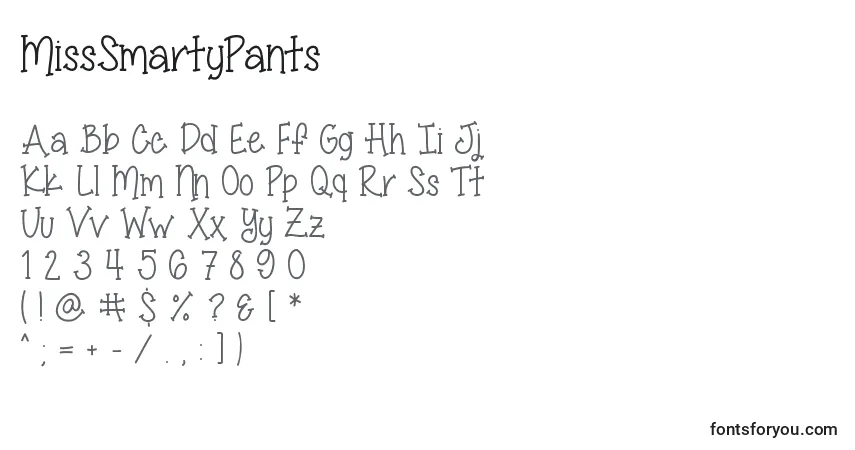 Fuente MissSmartyPants - alfabeto, números, caracteres especiales