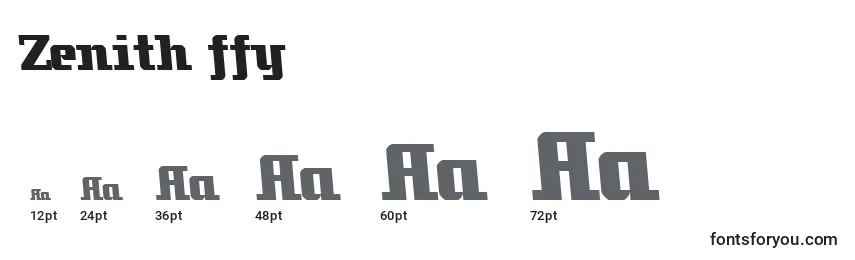 Размеры шрифта Zenith ffy
