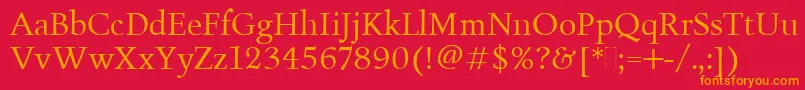 フォントFiguralBookPlain – 赤い背景にオレンジの文字