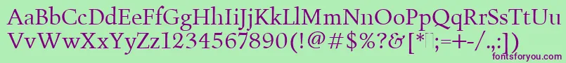 FiguralBookPlain Font – Purple Fonts on Green Background