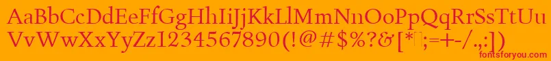FiguralBookPlain-Schriftart – Rote Schriften auf orangefarbenem Hintergrund