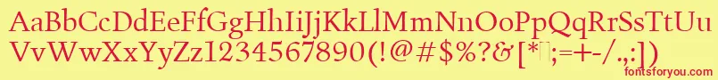 フォントFiguralBookPlain – 赤い文字の黄色い背景