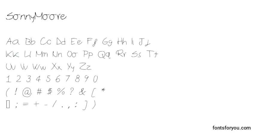 A fonte SonnyMoore – alfabeto, números, caracteres especiais