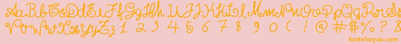 Escritatoska-Schriftart – Orangefarbene Schriften auf rosa Hintergrund