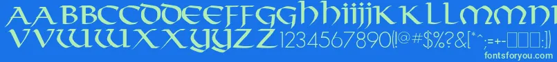 Crownler Font – Green Fonts on Blue Background