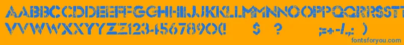 Dock51-Schriftart – Blaue Schriften auf orangefarbenem Hintergrund