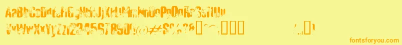 フォントEllibd – オレンジの文字が黄色の背景にあります。