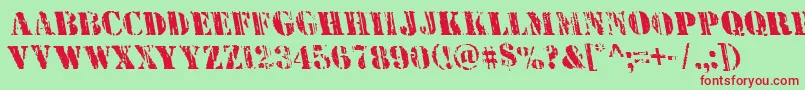 Wetworksleft-Schriftart – Rote Schriften auf grünem Hintergrund