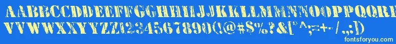 Wetworksleft Font – Yellow Fonts on Blue Background