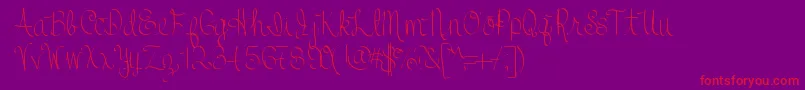 Justcolescursive-Schriftart – Rote Schriften auf violettem Hintergrund