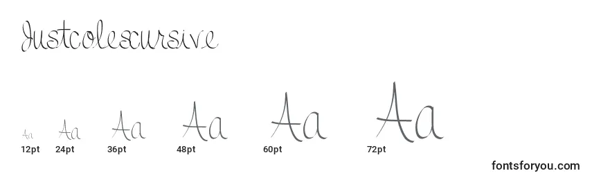 Justcolescursive Font Sizes