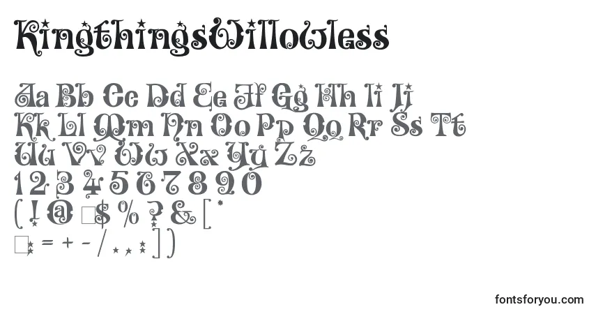 A fonte KingthingsWillowless – alfabeto, números, caracteres especiais