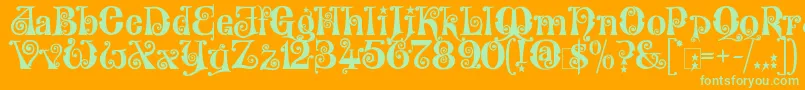 KingthingsWillowless-Schriftart – Grüne Schriften auf orangefarbenem Hintergrund