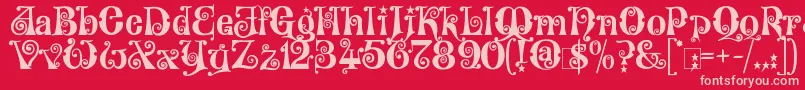 フォントKingthingsWillowless – 赤い背景にピンクのフォント