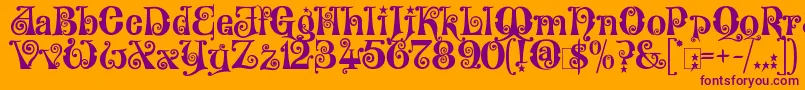 KingthingsWillowless-fontti – violetit fontit oranssilla taustalla