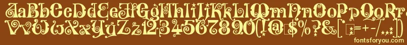 KingthingsWillowless-fontti – keltaiset fontit ruskealla taustalla