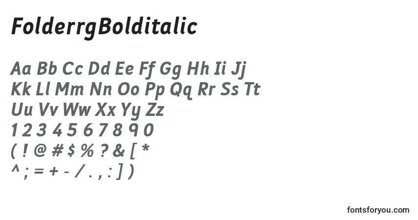 Шрифт FolderrgBolditalic – алфавит, цифры, специальные символы