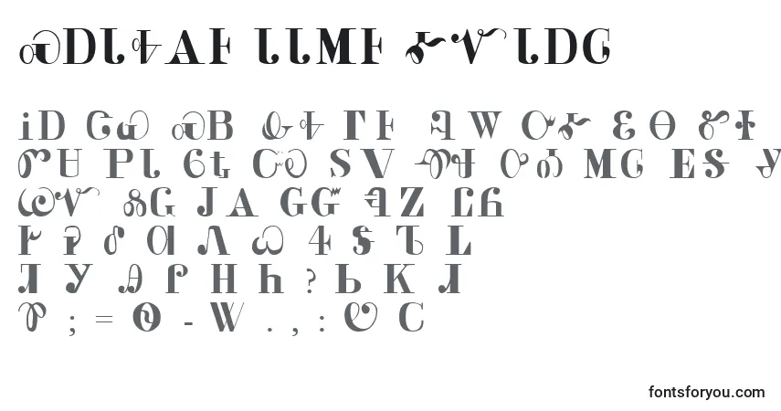 A fonte CaldwellRegular – alfabeto, números, caracteres especiais