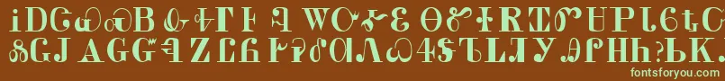 CaldwellRegular-fontti – vihreät fontit ruskealla taustalla