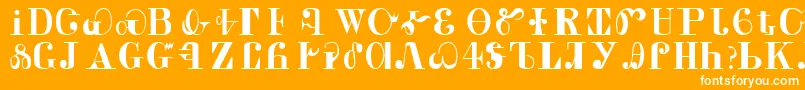 CaldwellRegular-Schriftart – Weiße Schriften auf orangefarbenem Hintergrund