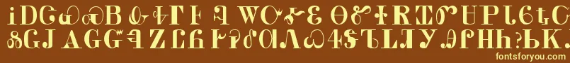 CaldwellRegular-fontti – keltaiset fontit ruskealla taustalla