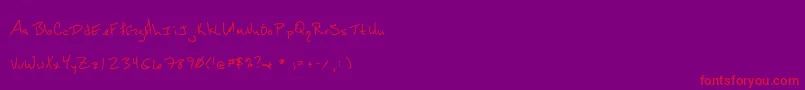 DarylShort-Schriftart – Rote Schriften auf violettem Hintergrund