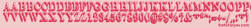 フォントDullard – ピンクの背景に赤い文字