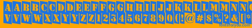 AStampercmdn-fontti – siniset fontit oranssilla taustalla