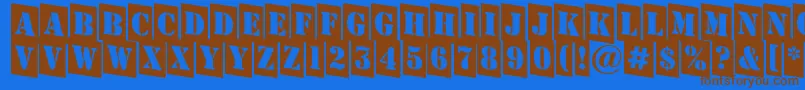 AStampercmdn-Schriftart – Braune Schriften auf blauem Hintergrund