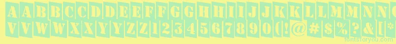 Police AStampercmdn – polices vertes sur fond jaune