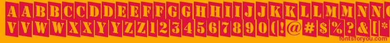 Шрифт AStampercmdn – красные шрифты на оранжевом фоне
