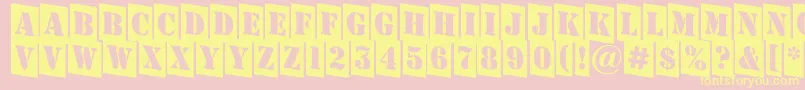 AStampercmdn-Schriftart – Gelbe Schriften auf rosa Hintergrund
