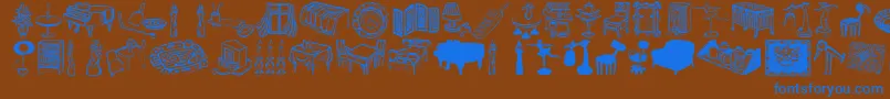 Livestyle-Schriftart – Blaue Schriften auf braunem Hintergrund