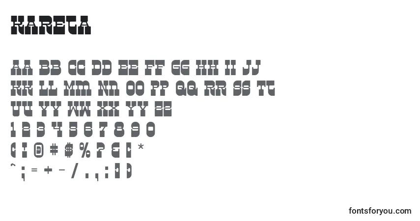 A fonte Kareta – alfabeto, números, caracteres especiais