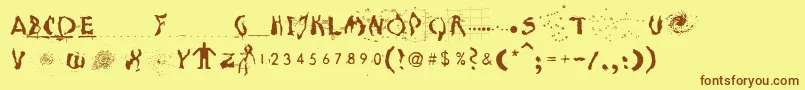 MoonscapeA-fontti – ruskeat fontit keltaisella taustalla