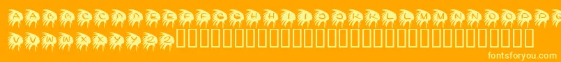 KrNative-Schriftart – Gelbe Schriften auf orangefarbenem Hintergrund