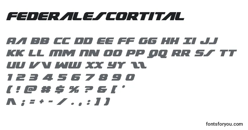 Schriftart Federalescortital – Alphabet, Zahlen, spezielle Symbole