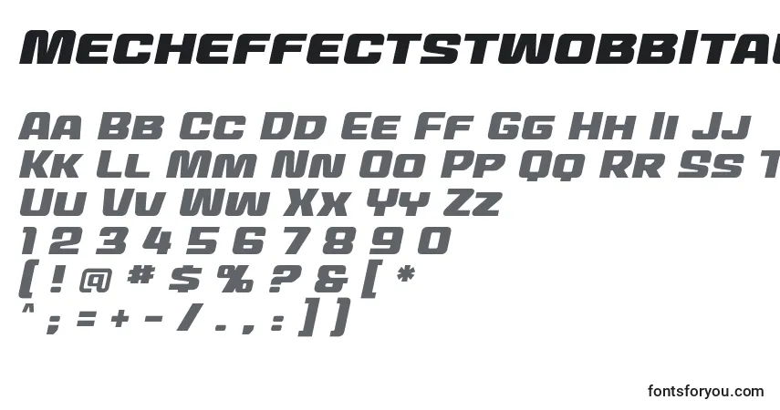 A fonte MecheffectstwobbItal (24301) – alfabeto, números, caracteres especiais