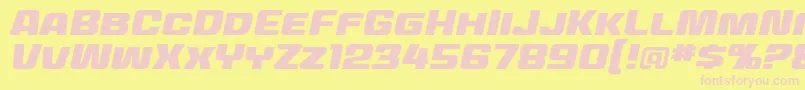 MecheffectstwobbItal-fontti – vaaleanpunaiset fontit keltaisella taustalla