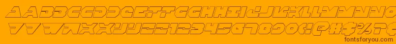 Triggerman3Dital-Schriftart – Braune Schriften auf orangefarbenem Hintergrund