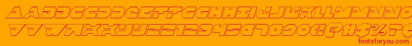 Triggerman3Dital-Schriftart – Rote Schriften auf orangefarbenem Hintergrund