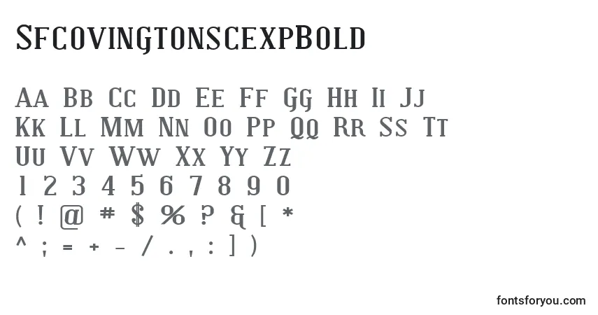 Шрифт SfcovingtonscexpBold – алфавит, цифры, специальные символы