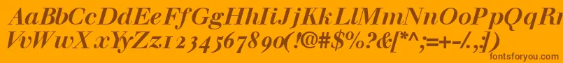 Saiba mais sobre a fonte Walbaumosssk Fonte Walbaumosssk – fontes marrons em um fundo laranja