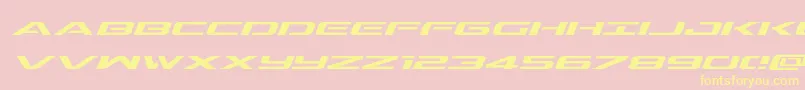 Outriderexpital-Schriftart – Gelbe Schriften auf rosa Hintergrund