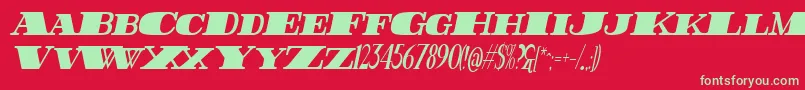 フォントFatestHighestItalic – 赤い背景に緑の文字