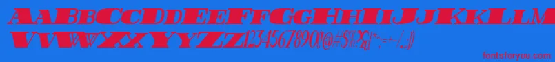 フォントFatestHighestItalic – 赤い文字の青い背景