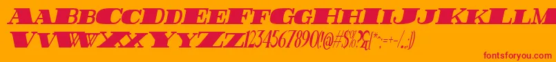 FatestHighestItalic-fontti – punaiset fontit oranssilla taustalla
