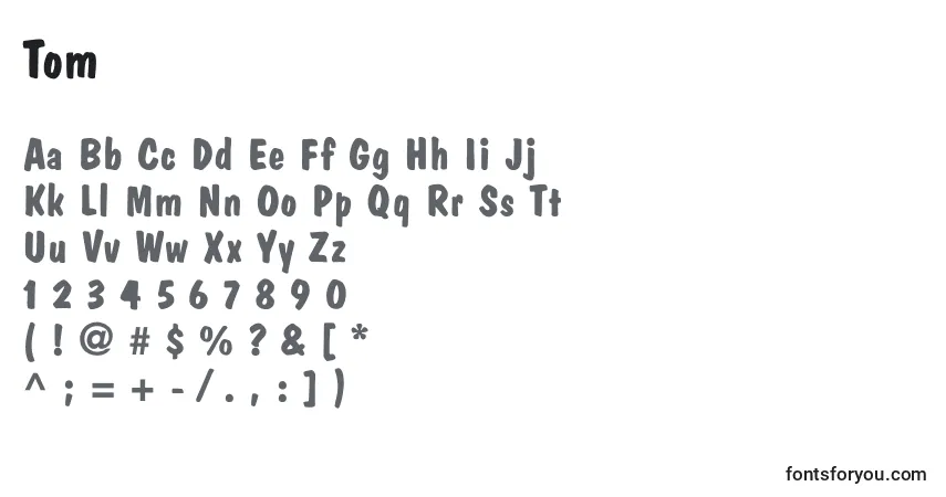 Czcionka Tom – alfabet, cyfry, specjalne znaki