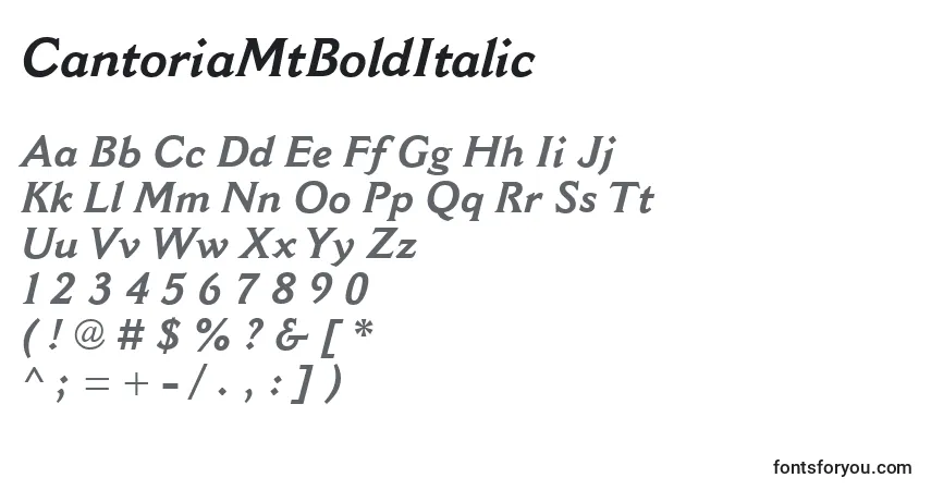 Fuente CantoriaMtBoldItalic - alfabeto, números, caracteres especiales